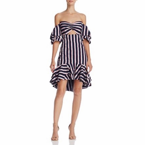 Wayf Korbin Striped Off The Shoulder Dress Size Small - Picture 5 of 13